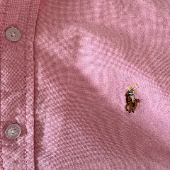 Ralph Lauren Womens Oxford Button Down Shirt Size Medium M Pink Preppy - Picture 9 of 12